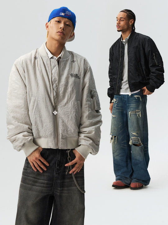 MEDM Crinkled Nylon MA-1 Bomber Jacket | Face 3 Face
