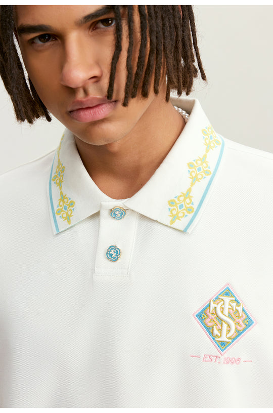 Small Town Kid Ethnic Pattern Jacquard Polo Shirt | Face 3 Face
