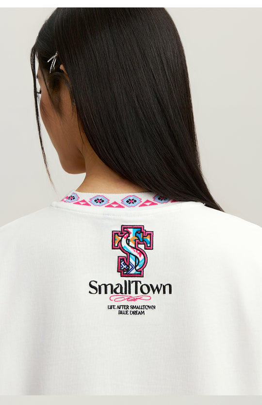 Small Town Kid STKD Embroidered Ethnic Pattern Pearl Tee | Face 3 Face