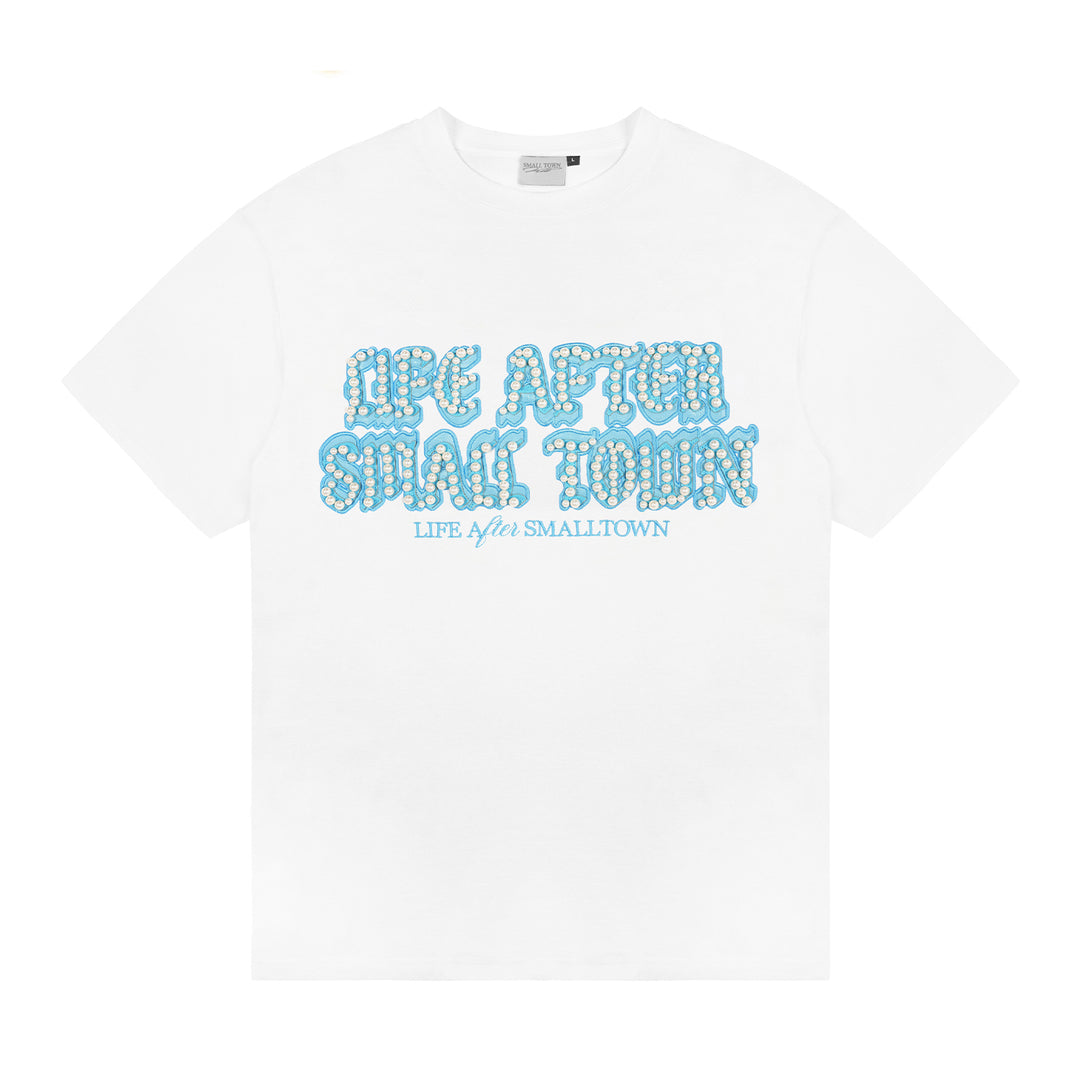 Small Town Kid Pearl Embroidered Leather Patch Tee | Face 3 Face