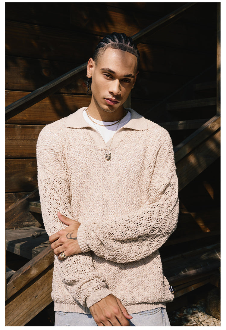 Remedy Mesh Polo Knit Sweater | Face 3 Face