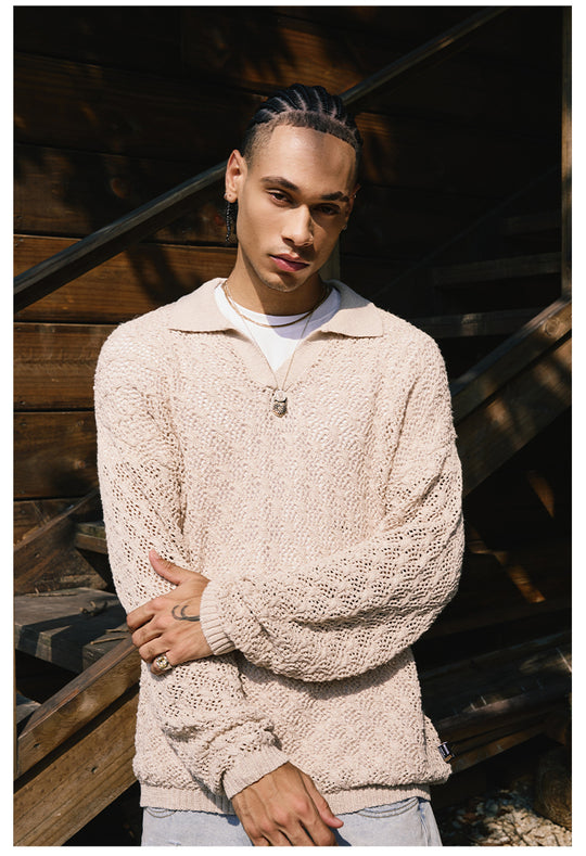 Remedy Mesh Polo Knit Sweater | Face 3 Face