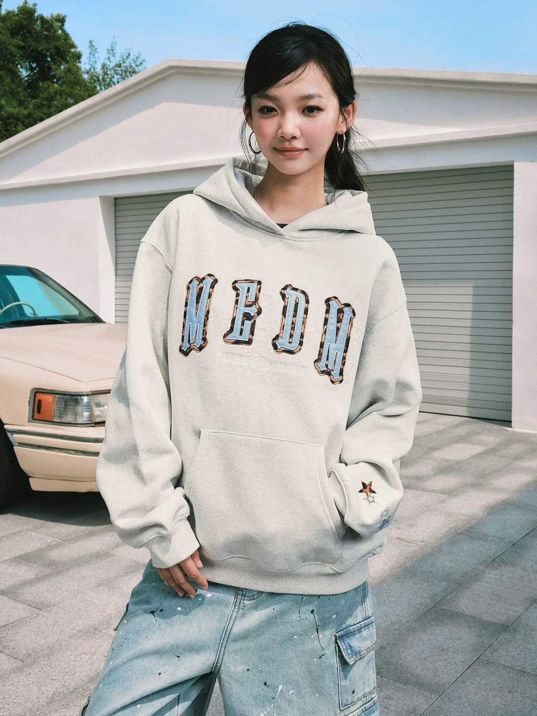 MEDM Animal Leather Logo Patch Hoodie | Face 3 Face