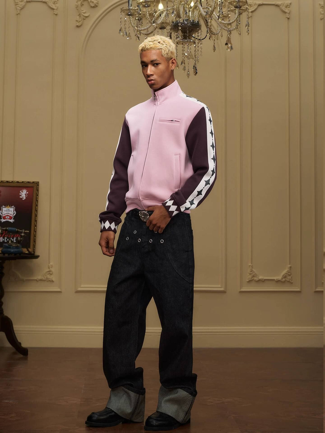 YADcrew Silver Eyelet Contrast Cuff Baggy Jeans | Face 3 Face