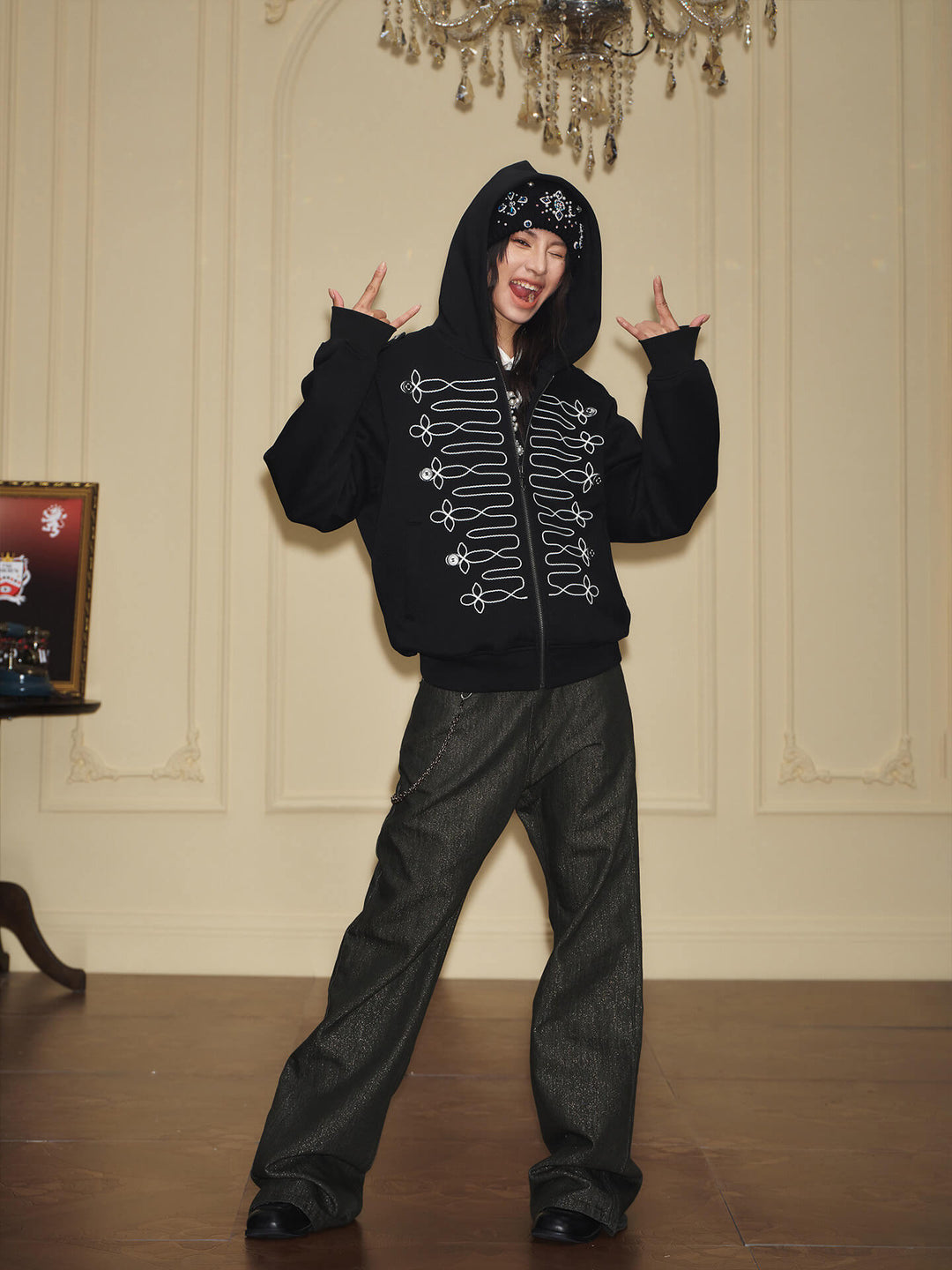 YADcrew Napoleonic Style Epaulette Zip Up Hoodie | Face 3 Face