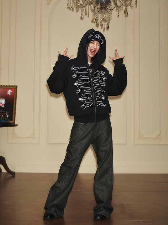 YADcrew Napoleonic Style Epaulette Zip Up Hoodie | Face 3 Face