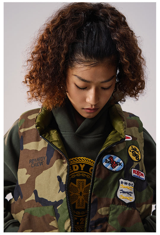 Remedy Camouflage Reversible Down Vest | Face 3 Face