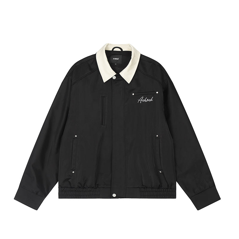 Achock Splicing Zipper Short Jacket