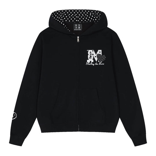MEDM Polka Dot Hood Lining Heart Logo Zip Up Hoodie | Face 3 Face