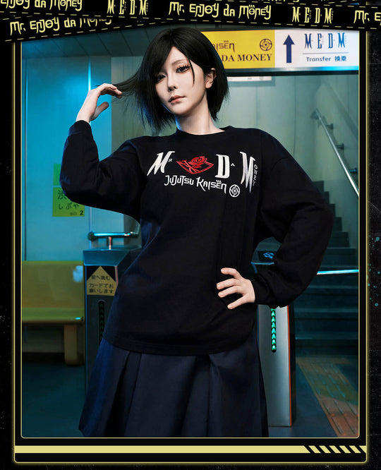 MEDM × Jujutsu Kaisen Character Print Embroidered Long Sleeve Tee | Face 3 Face