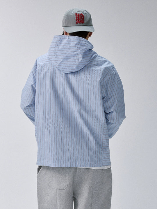 F2CE Striped Zip Up Hooded Shirt Jacket | Face 3 Face