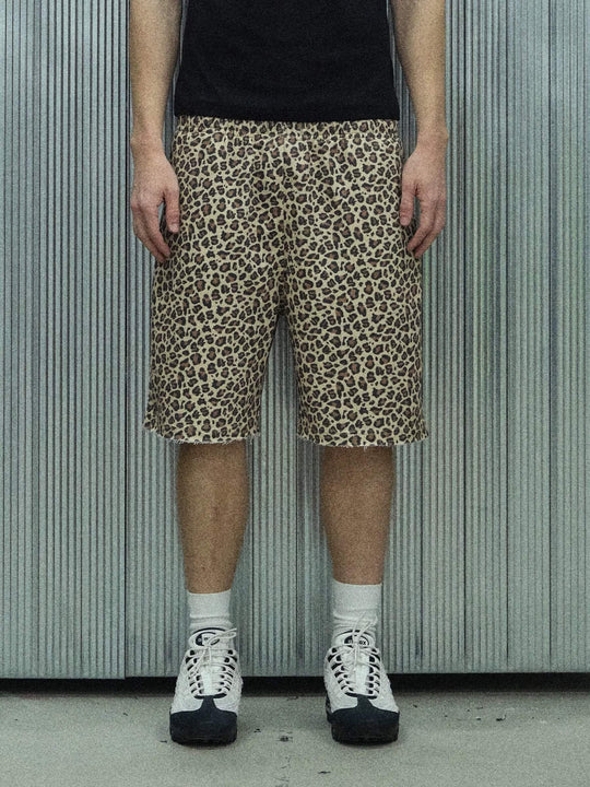S45 Leopard Print Cutoff Sweat Shorts
