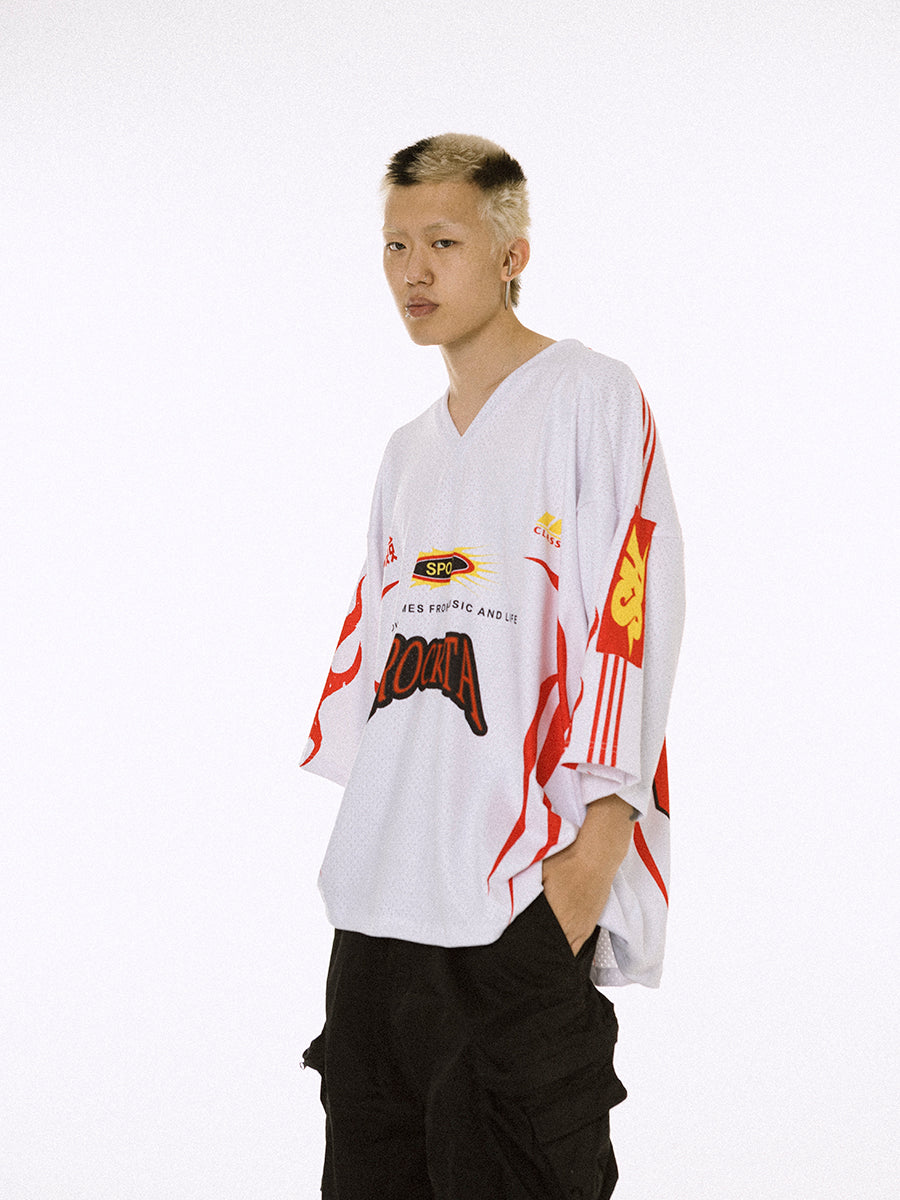 ROCKSTA Flame LOGO Printed Mesh Hockey Jersey | Face 3 Face