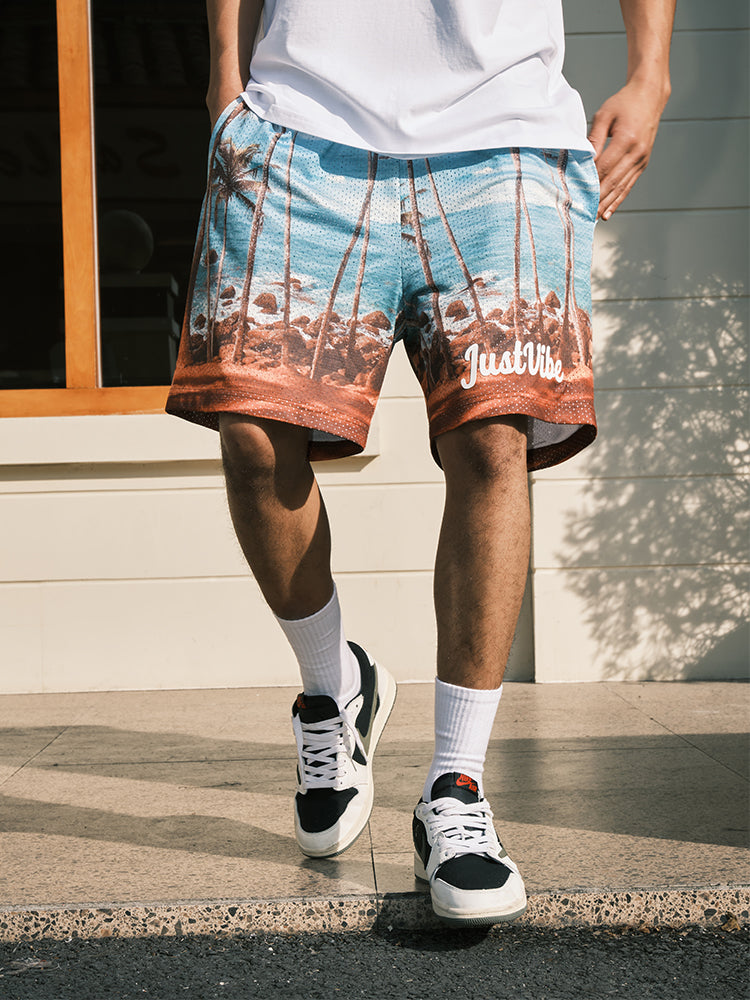 JUST VIBE Coconut Beach Mesh Basketball Shorts | Face 3 Face