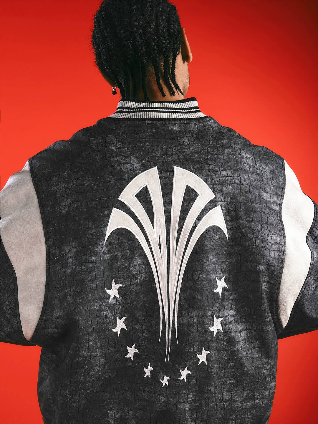 1807 In Here Crocodile PU Leather Varsity Jacket | Face 3 Face