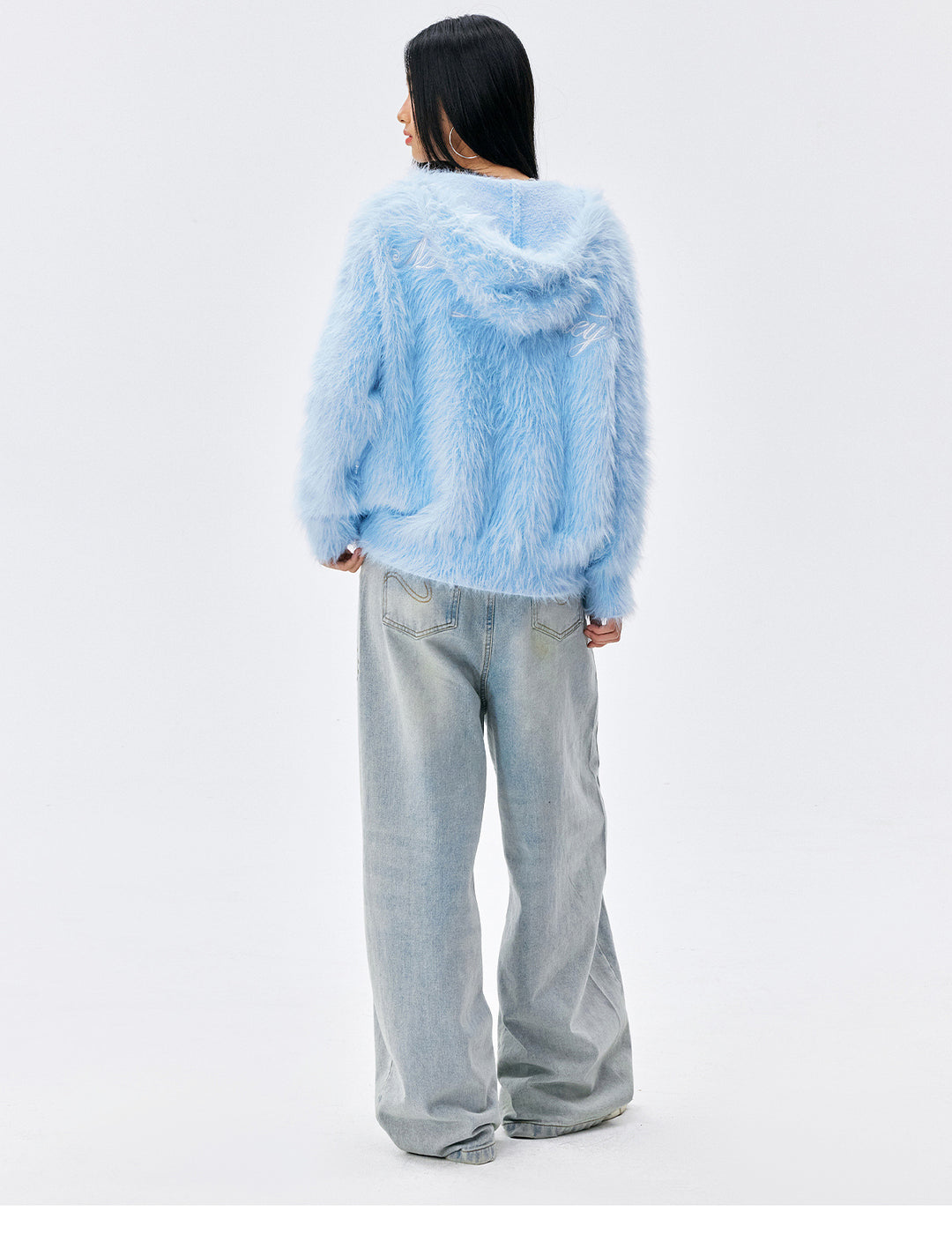 MEDM Mohair Hooded Zip Up Jacket | Face 3 Face