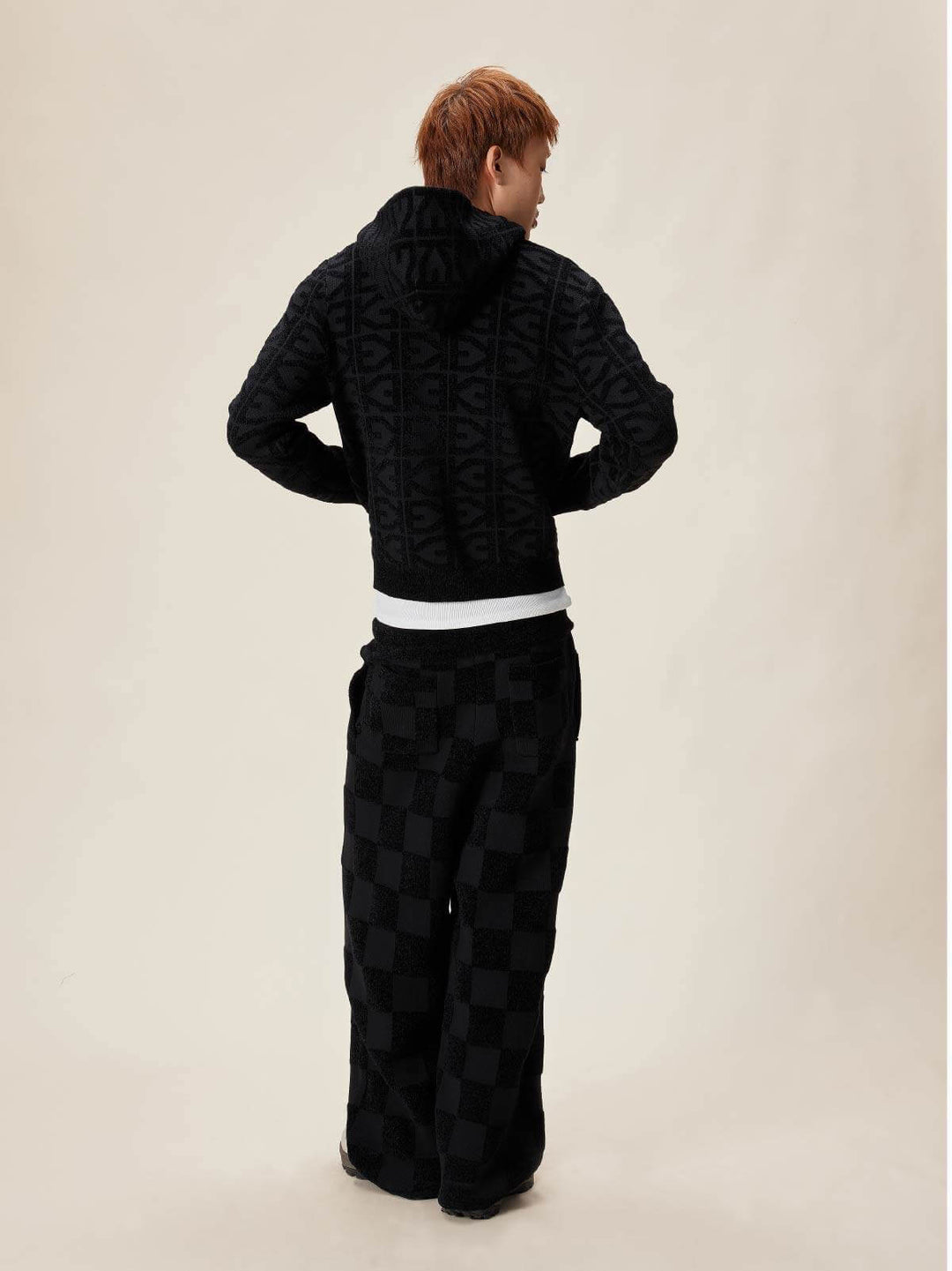 EVILKNIGHT(EK) Jacquard Logo Knit Zip Up Hoodie