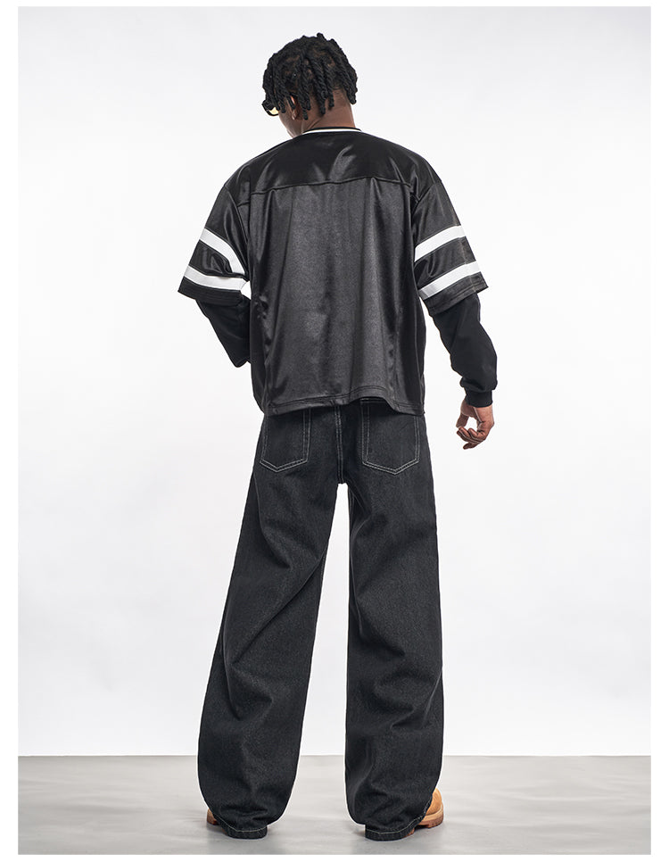 F3F Select Contrast Stitching Black Jeans | Face 3 Face