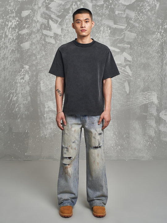 F3F Select Hole Design Retro Blue Rust Jeans | Face 3 Face
