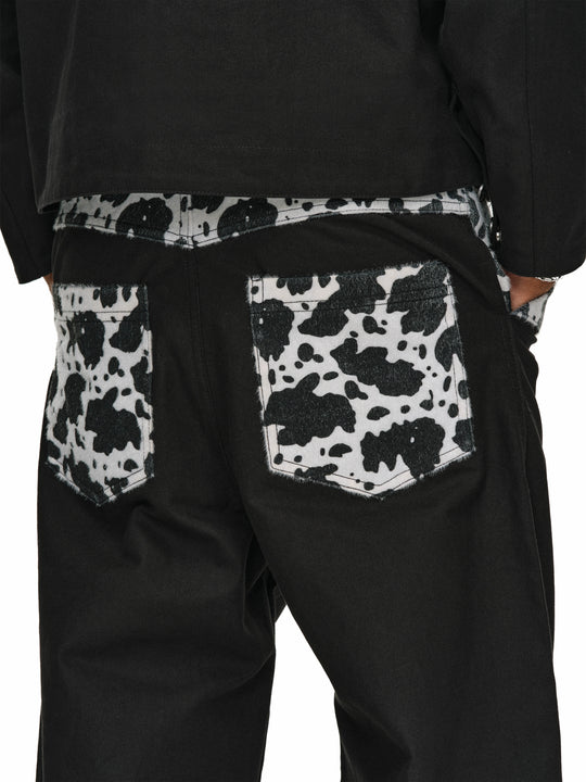 ANTIDOTE Wooly Leopard Cow Patchwork Work Pants | Face 3 Face