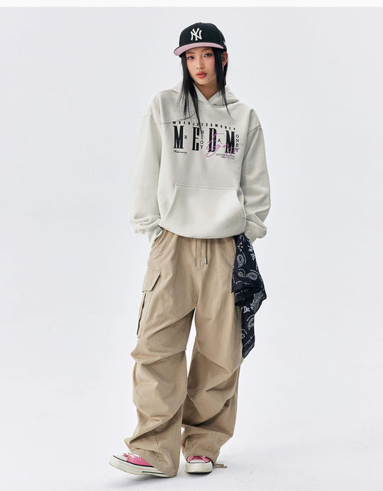 MEDM Logo Print and Embroidered Lettering Hoodie | Face 3 Face