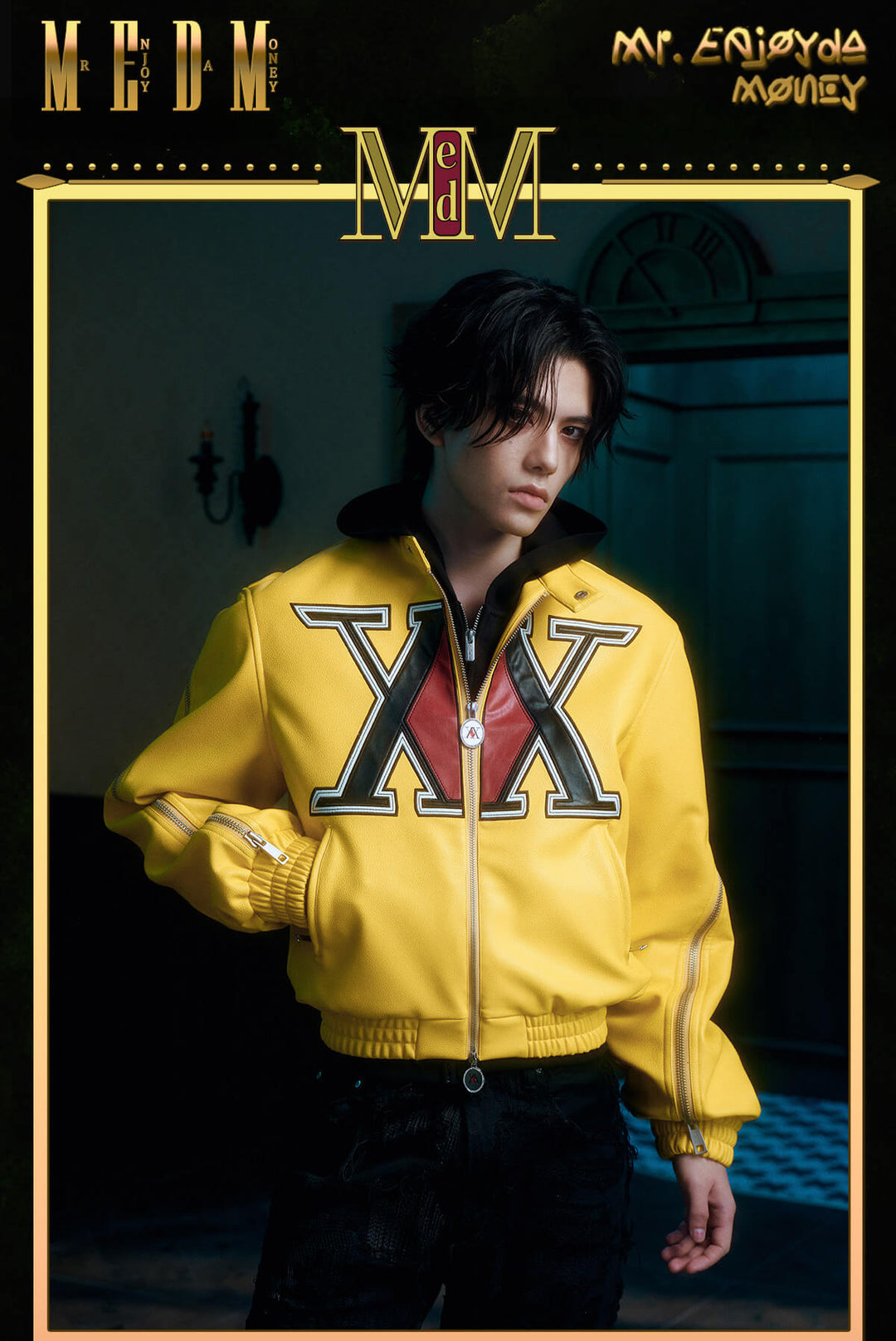 MEDM × HUNTER×HUNTER Hunter Association Logo PU Leather Jacket