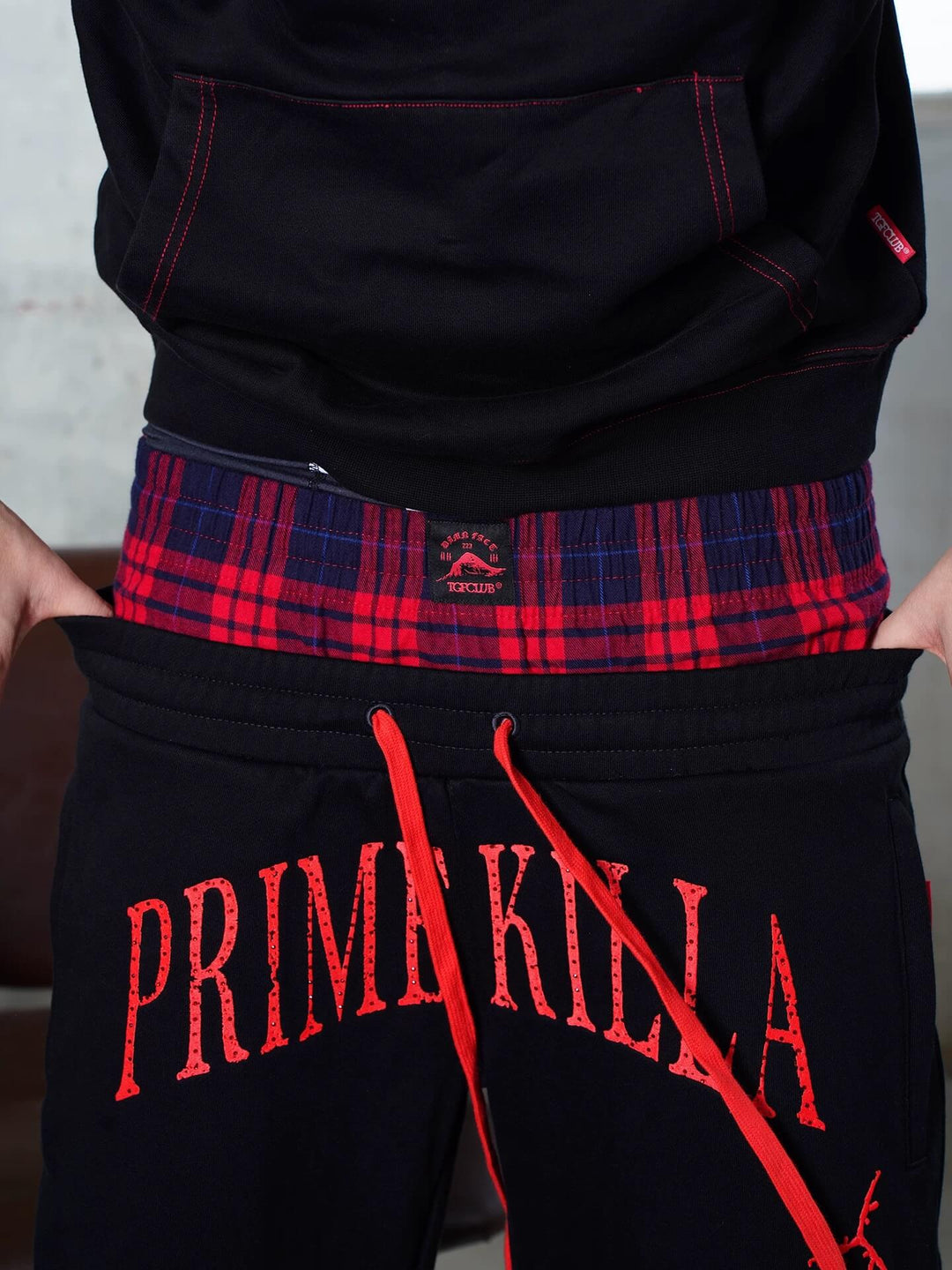 TGFCLUB PRIME KILLA Print Rhinestone Double Waist Sweatpants | Face 3 Face