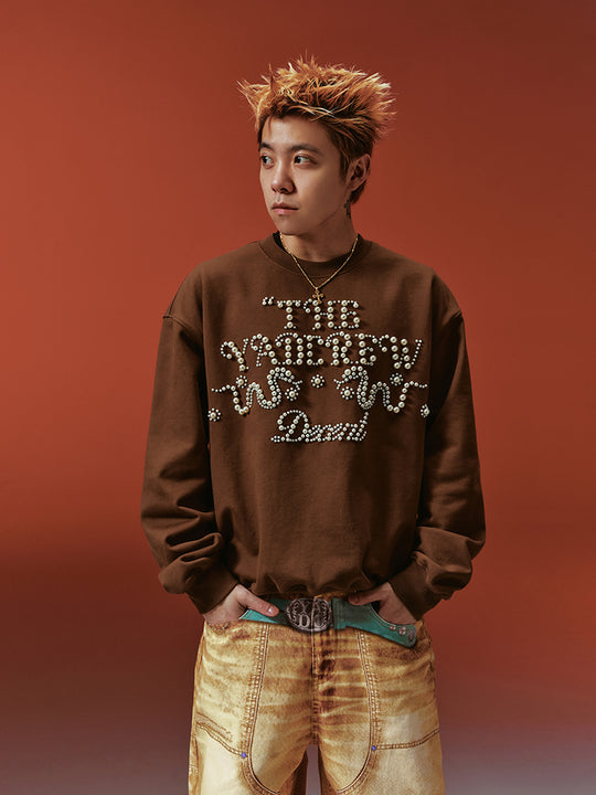 YADcrew Pearl-Embellished Snake Shadow Pattern Sweatshirt | Face 3 Face