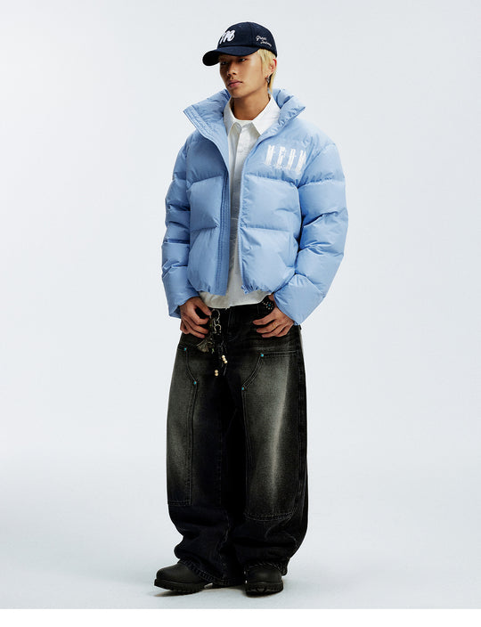 MEDM Rhinestone Studded Logo Down Jacket | Face 3 Face