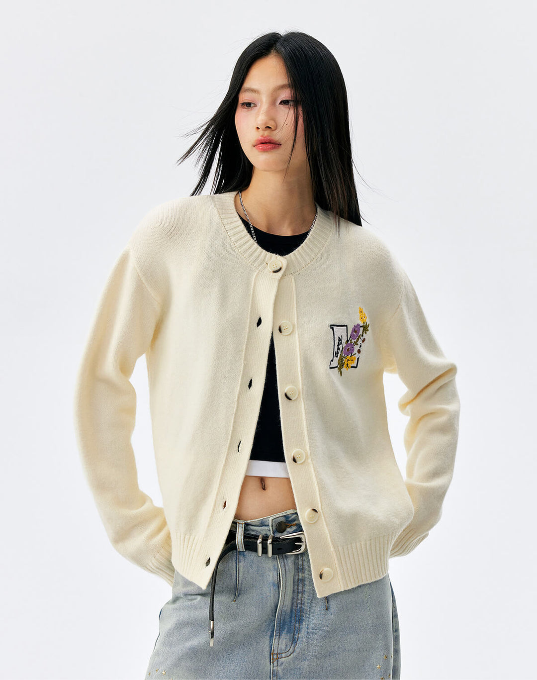 MEDM Floral Embroidered Knit Cardigan | Face 3 Face