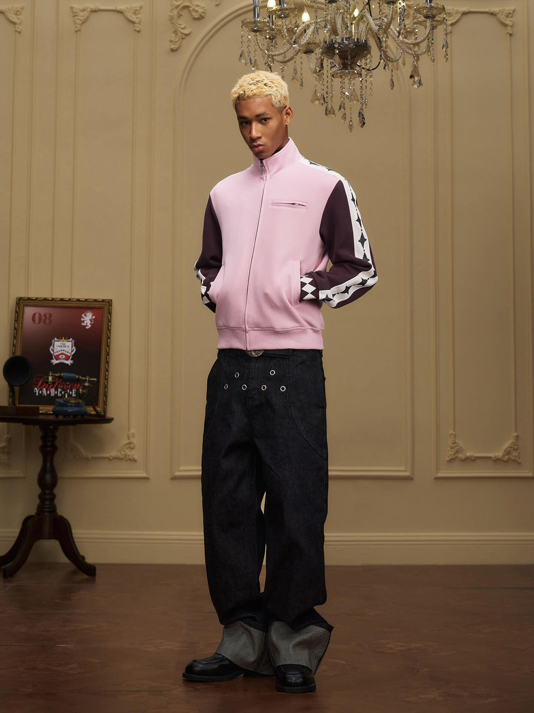 YADcrew Glitter Star Sleeve Stripe Track Jacket | Face 3 Face