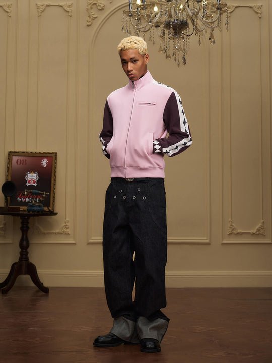 YADcrew Glitter Star Sleeve Stripe Track Jacket | Face 3 Face