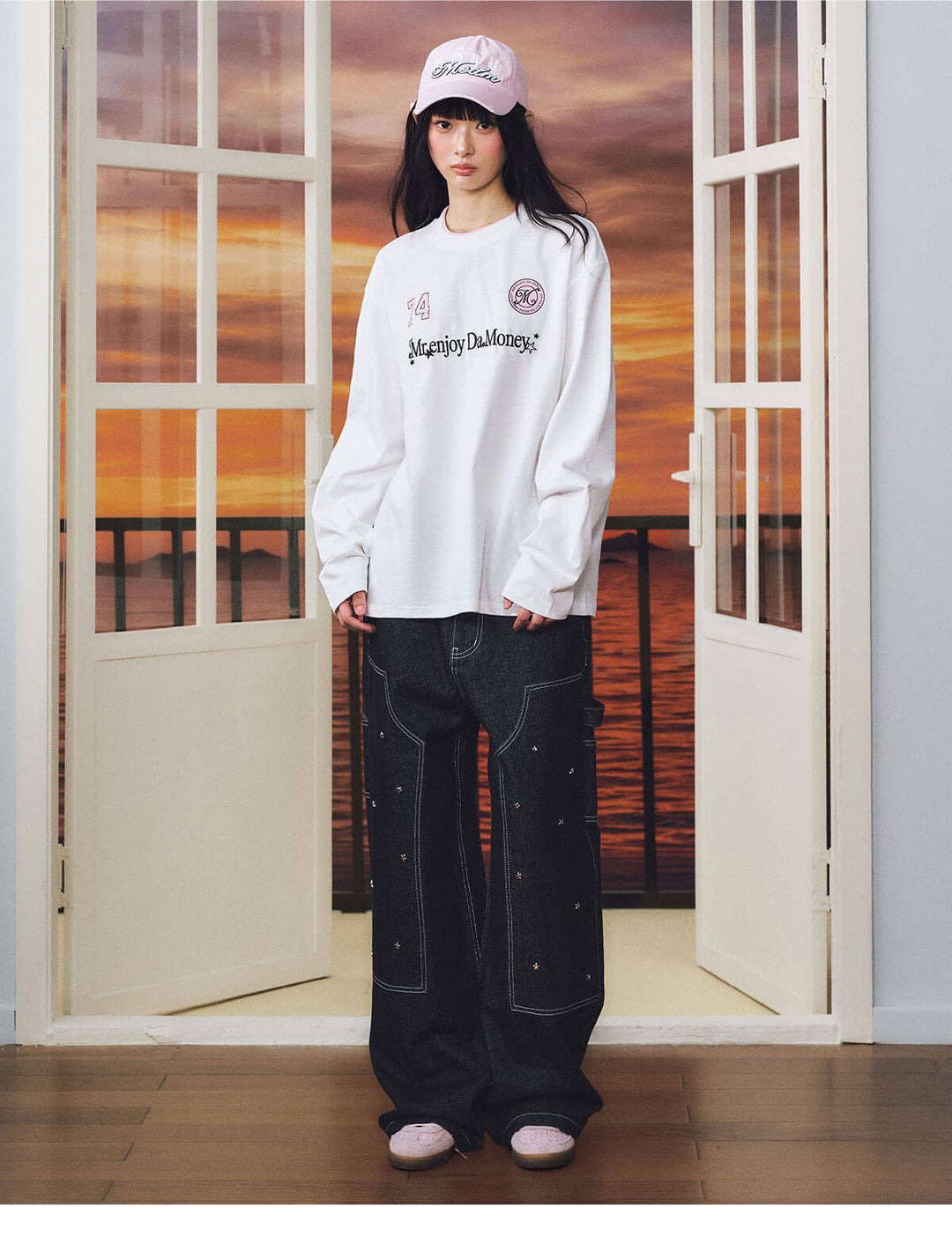 MEDM Star Studded Double Knee Baggy Jeans | Face 3 Face
