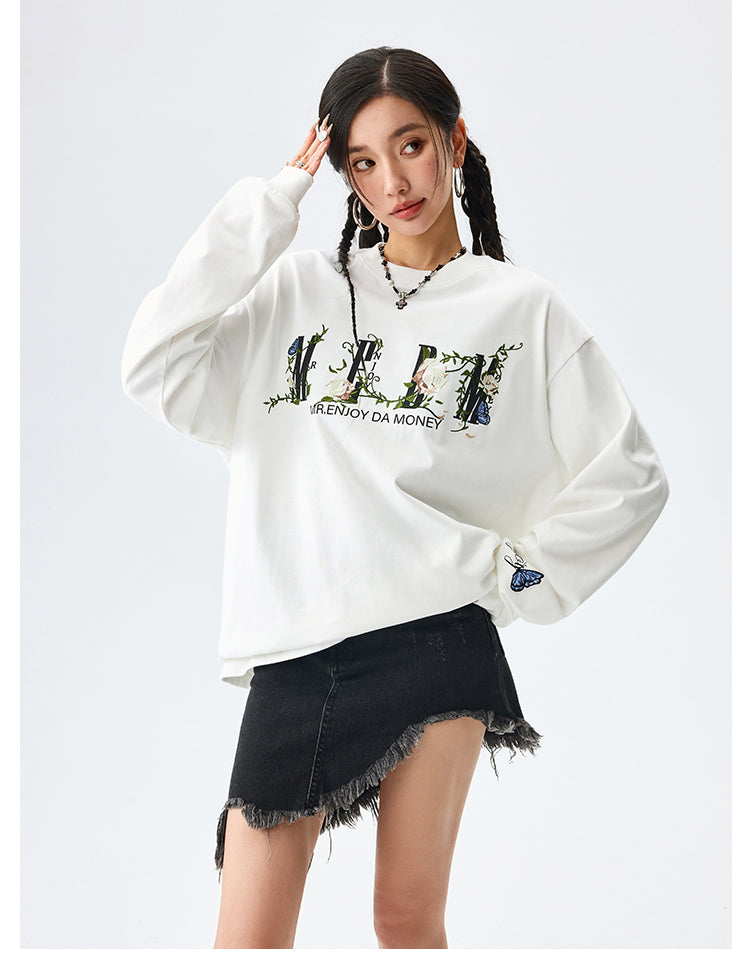 MEDM Vine and Flower Butterfly Logo Long Sleeve Tee | Face 3 Face