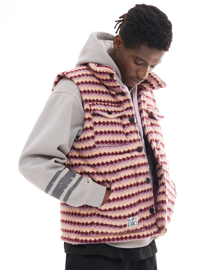 EMPTY REFERENCE Tweed Striped Puffer Vest | Face 3 Face