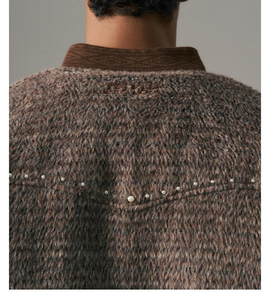 S45 Pearl Studded Fur Varsity Jacket | Face 3 Face