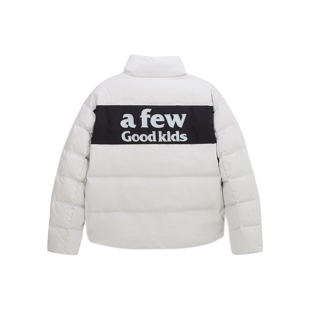 AFGK Contrasting Color Logo Embroidered Down Jacket | Face 3 Face