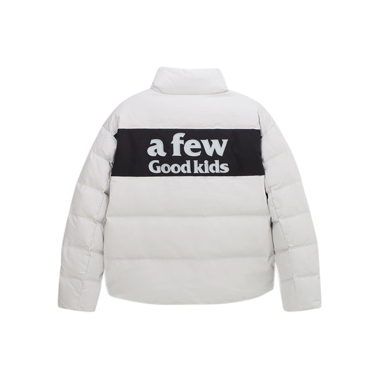 AFGK Contrasting Color Logo Embroidered Down Jacket | Face 3 Face