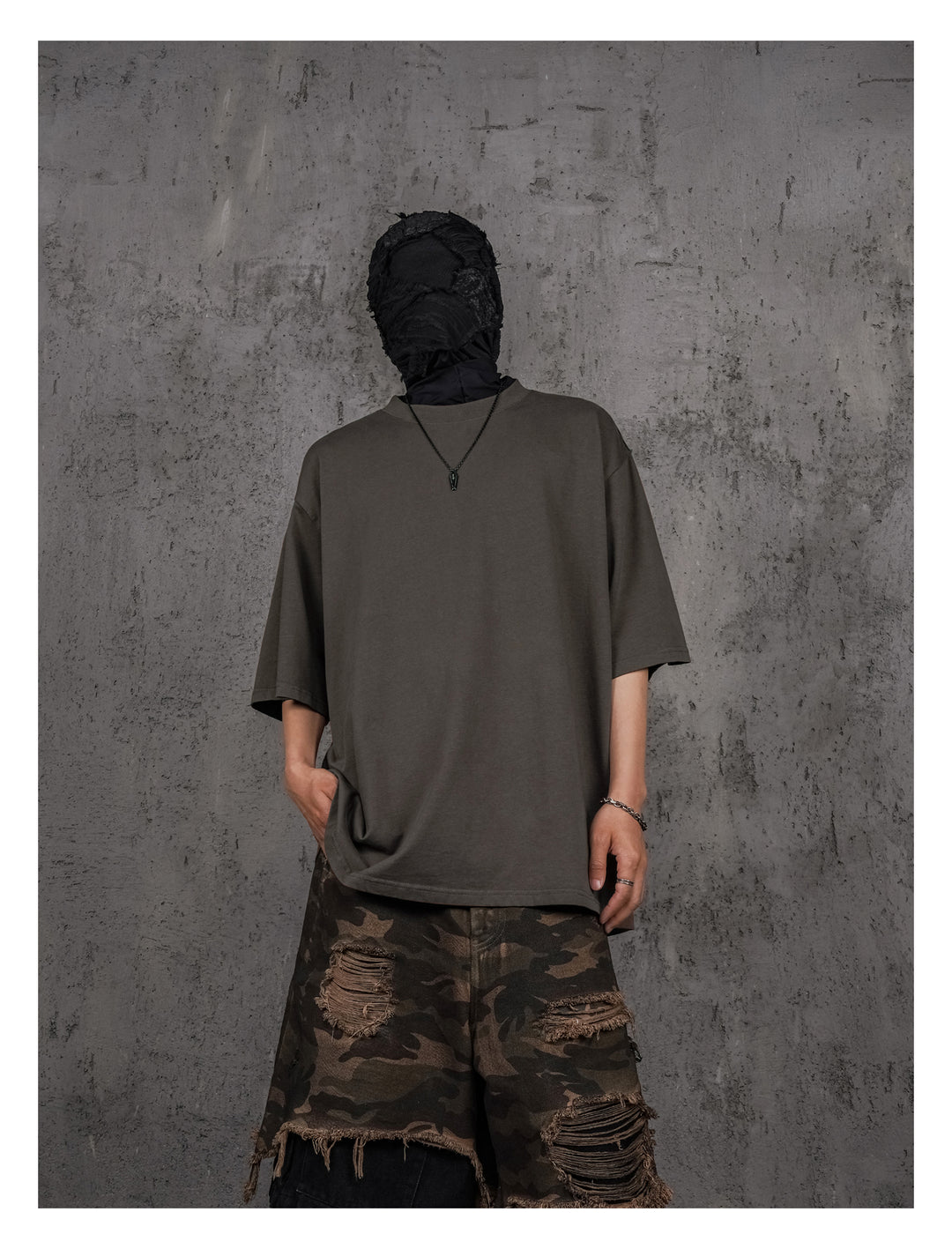 UNDERWATER Brown Sand-Washed Basic Faded Tee | Face 3 Face