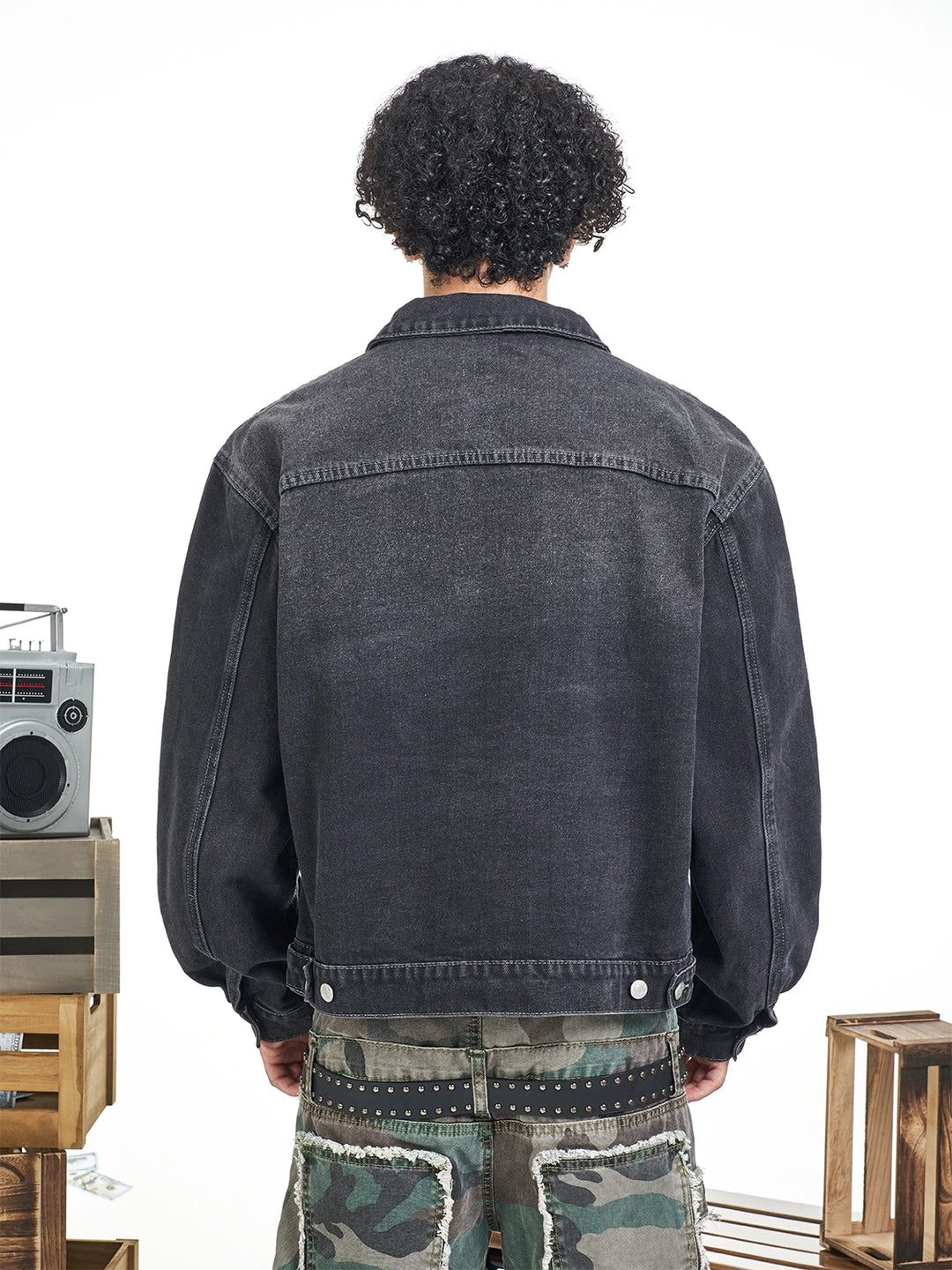 F3F Select Basic Washed Black Denim Jacket | Face 3 Face