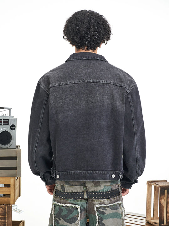 F3F Select Basic Washed Black Denim Jacket | Face 3 Face
