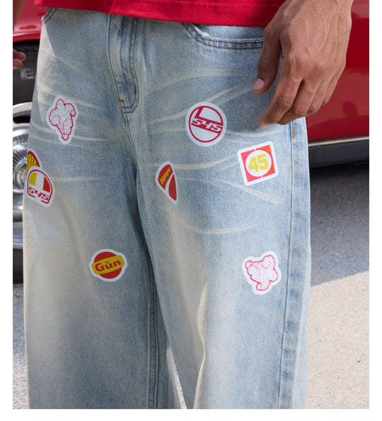 S45 Racing Stickers Washed Jeans | Face 3 Face