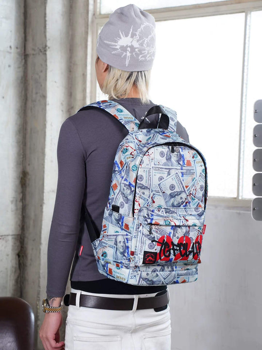 TGFCLUB Graffiti Dollar Bill All Over Printed Backpack | Face 3 Face