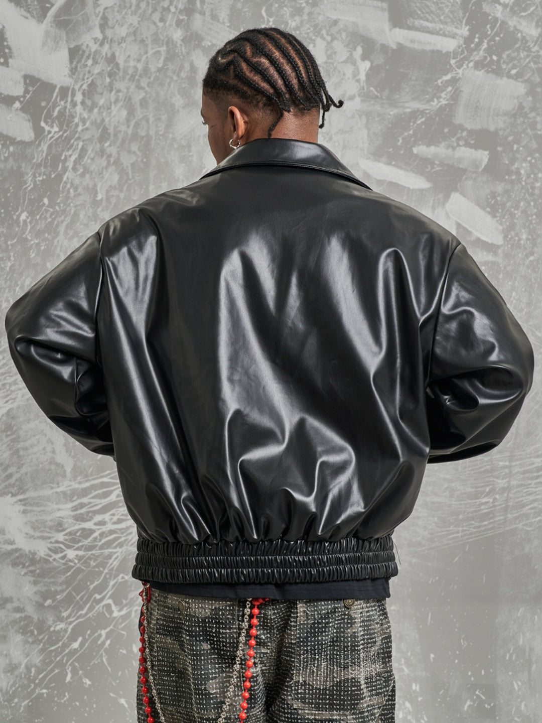 F3F Select Badge Embroidery Shoulder Pad Leather Jacket | Face 3 Face