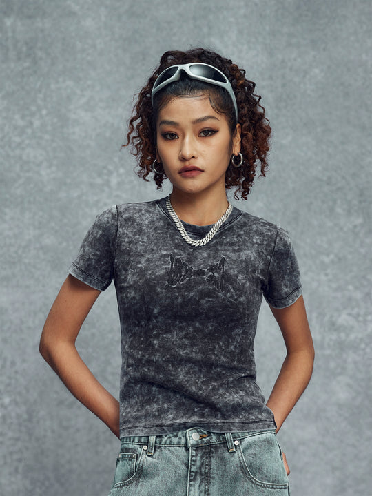 1807 18xxx7 3D Embroidered Tie Dye Slim Tee | Face 3 Face