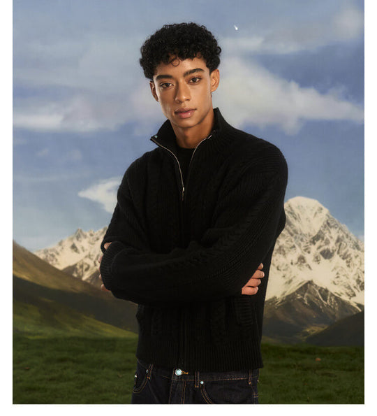 S45 Turquoise Studded Twisted Knit Zip Up Cardigan | Face 3 Face