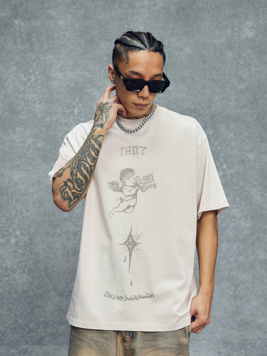 1807 Hand Painted Angel Print Tee | Face 3 Face