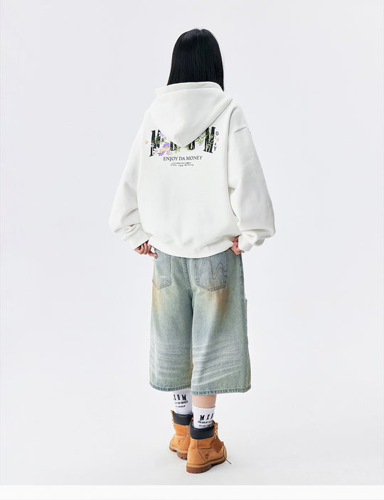 MEDM Floral Logo Embroidered Zip Up Hoodie | Face 3 Face