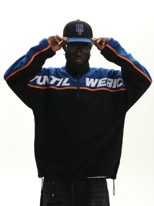 UNTILWERICH Half Zip Color Block Fleece Sweatshirt