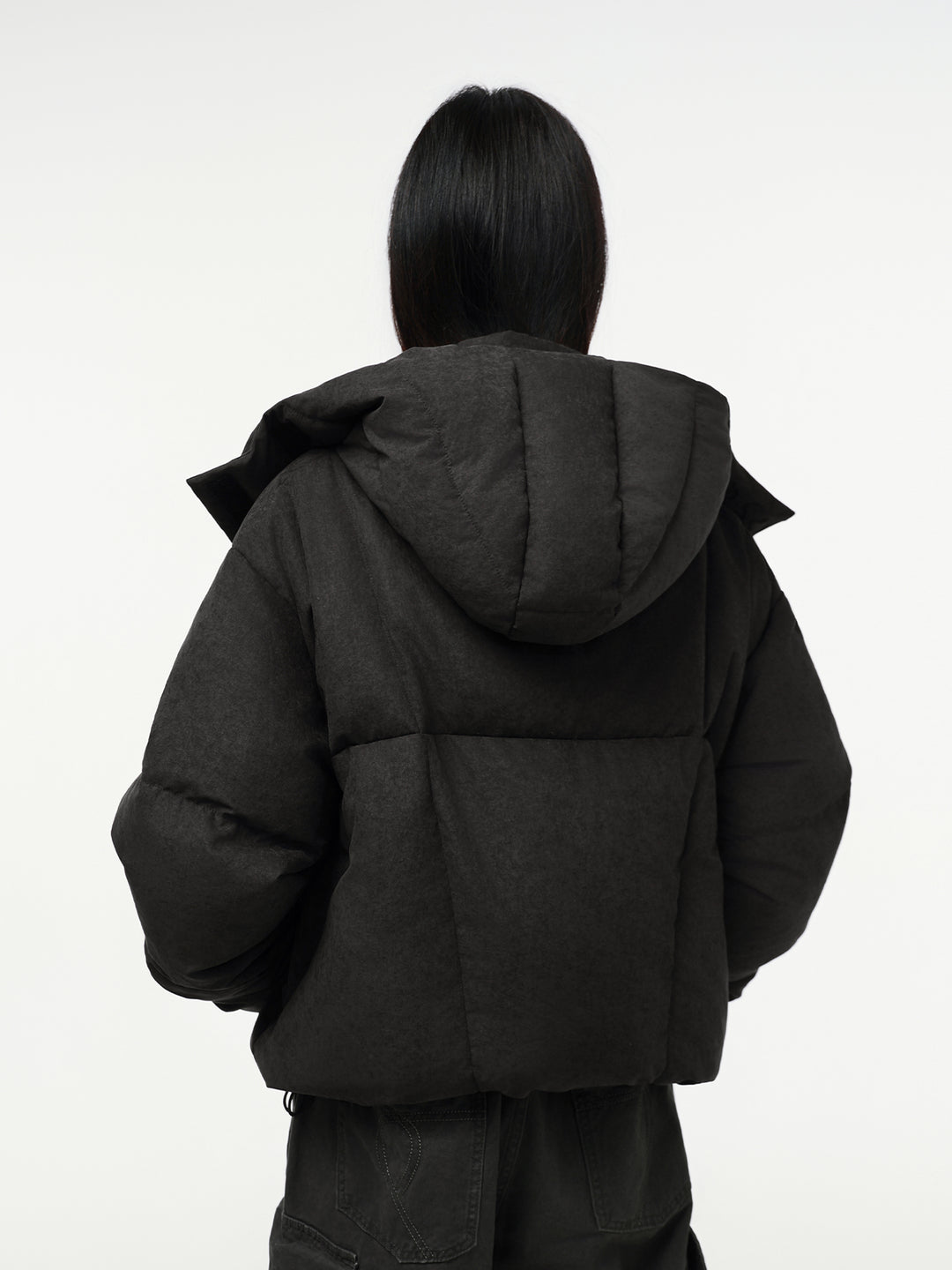 Small Town Kid Velvet Embossed Deconstructed Hooded Down Jacket | Face 3 Face